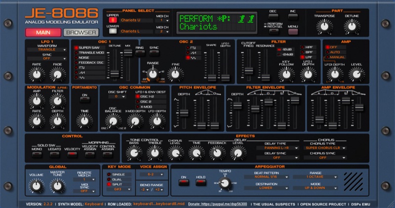 JE-8086 user interface